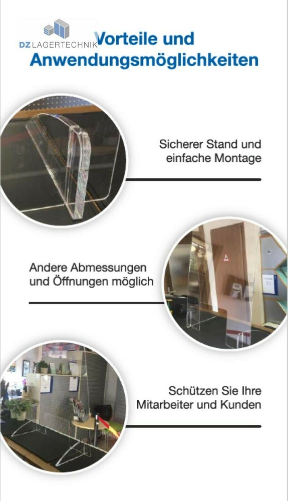 Schutzscheibe / Spuckschutz aus Acrylglas 900x680 mm