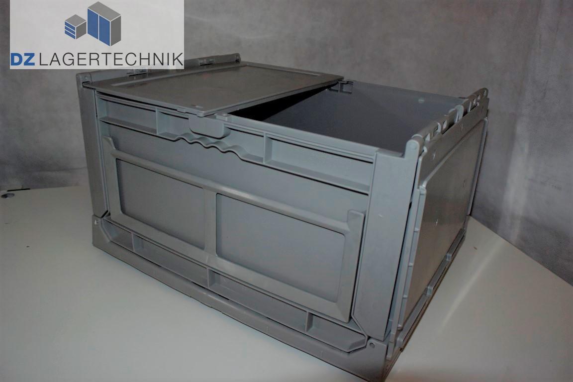 Faltkiste mit Deckel in grau 390x290x225 mm